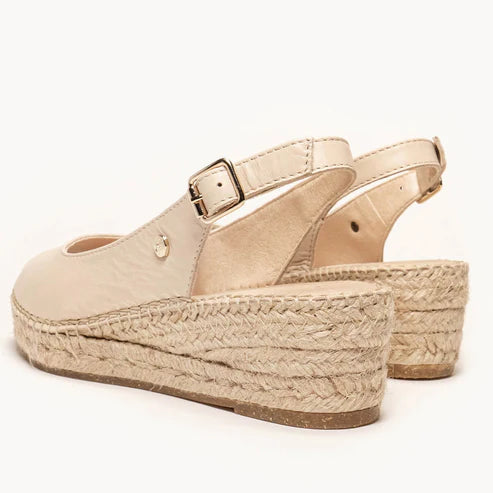 Alhamas Clavel Cuna Baja Napa Peeptoe Sling Back Platform