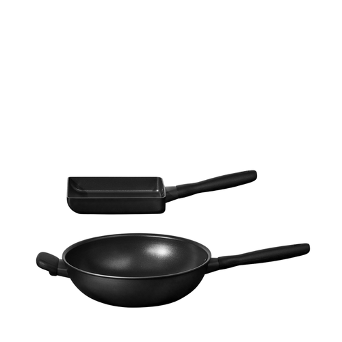 Meyer Midnight 18cm Egg Roll Pan + Meyer Midnight 28cm Stir Fry With Helper Handle