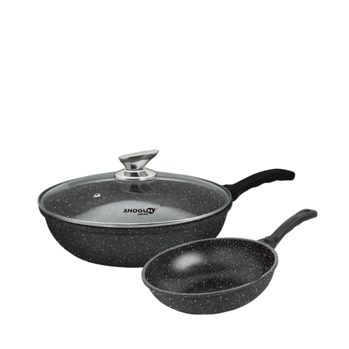 La gourmet Shogun Senjo Marble 30cm Stirfry Wok + La gourment Shogun Senjo 20cm Open Wok