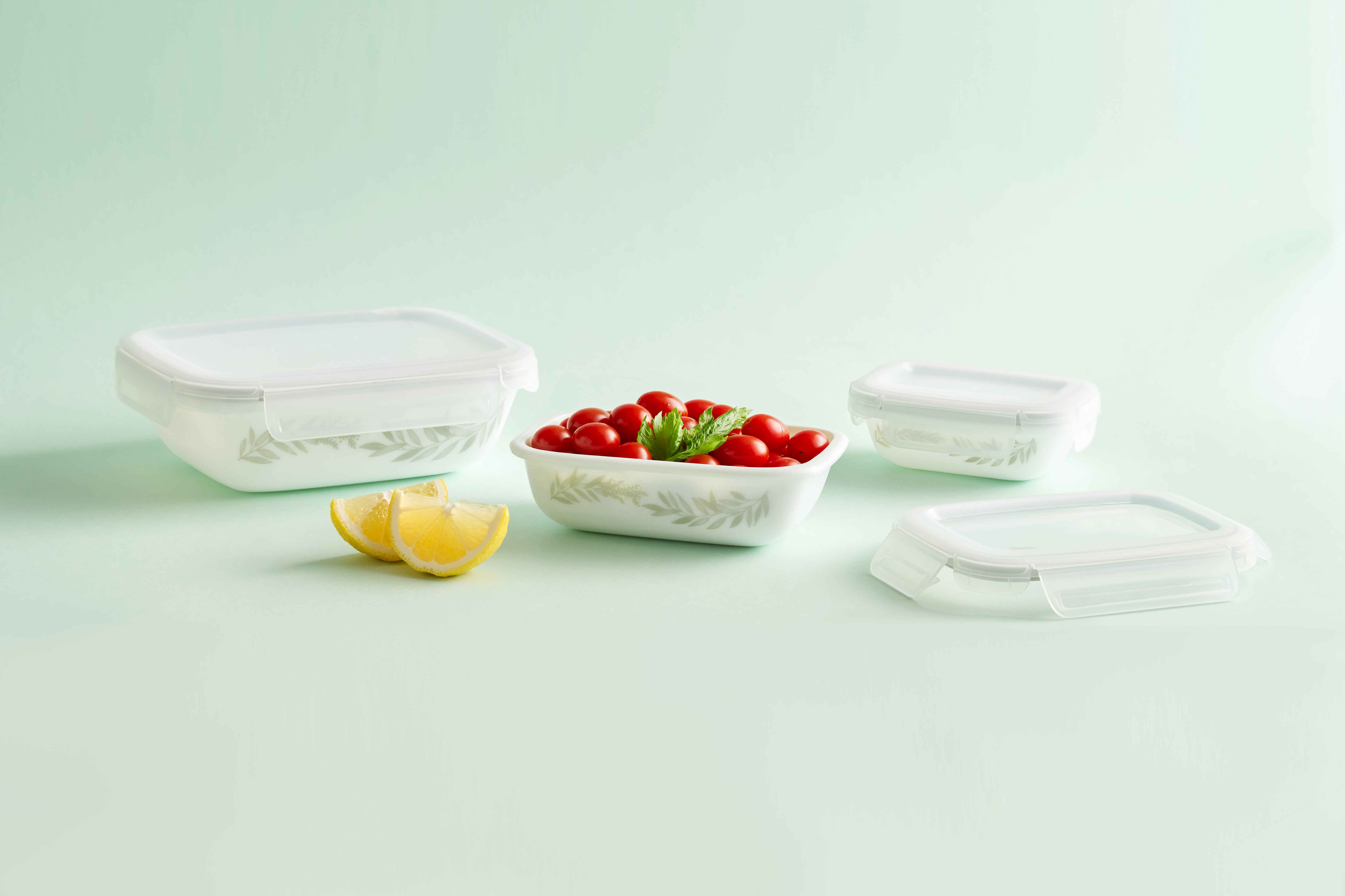 Corelle Coordinates 3pc Milk Glass Storage Set