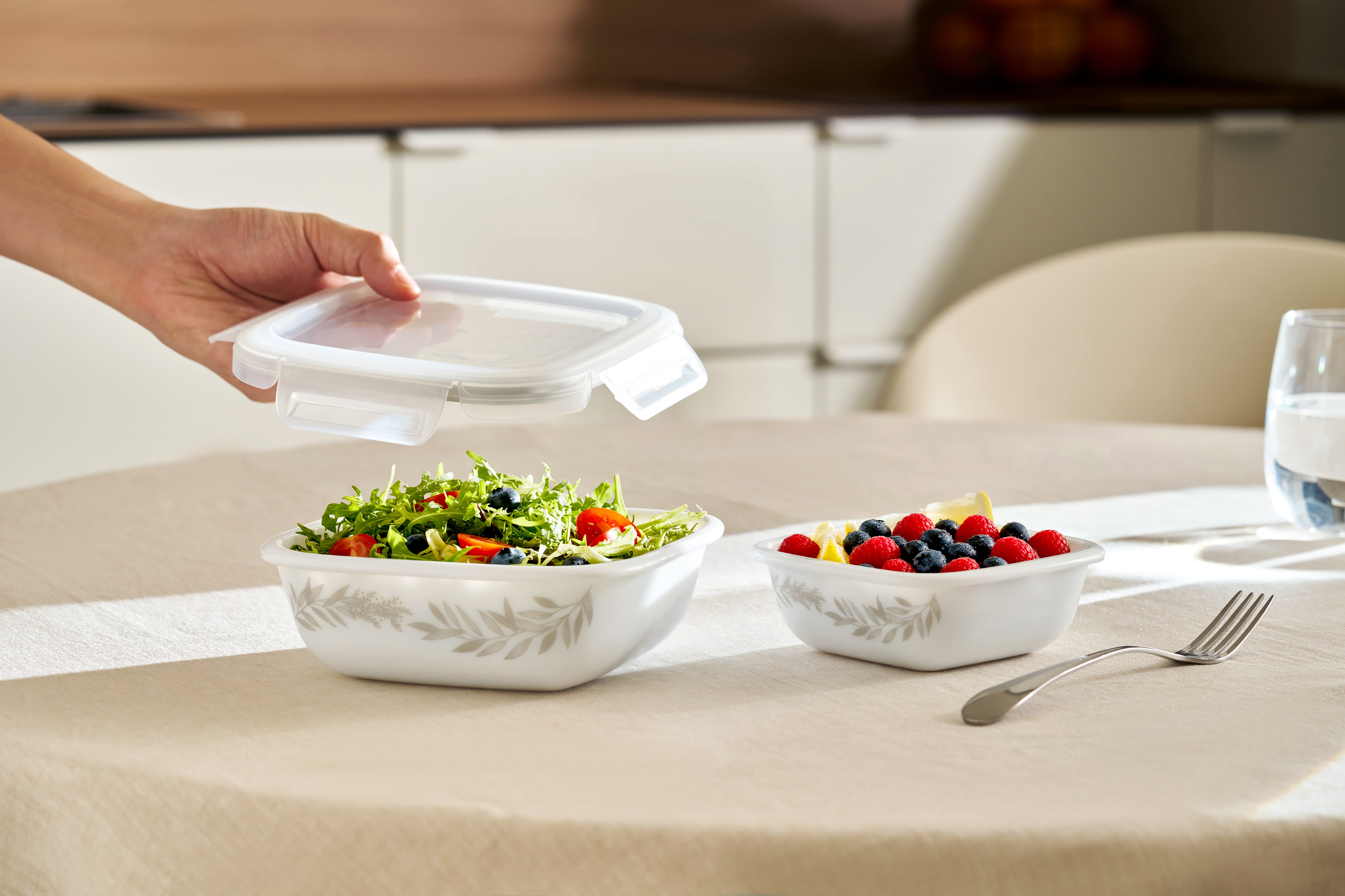 Corelle Coordinates Milkglass Storage Square 2pc Set