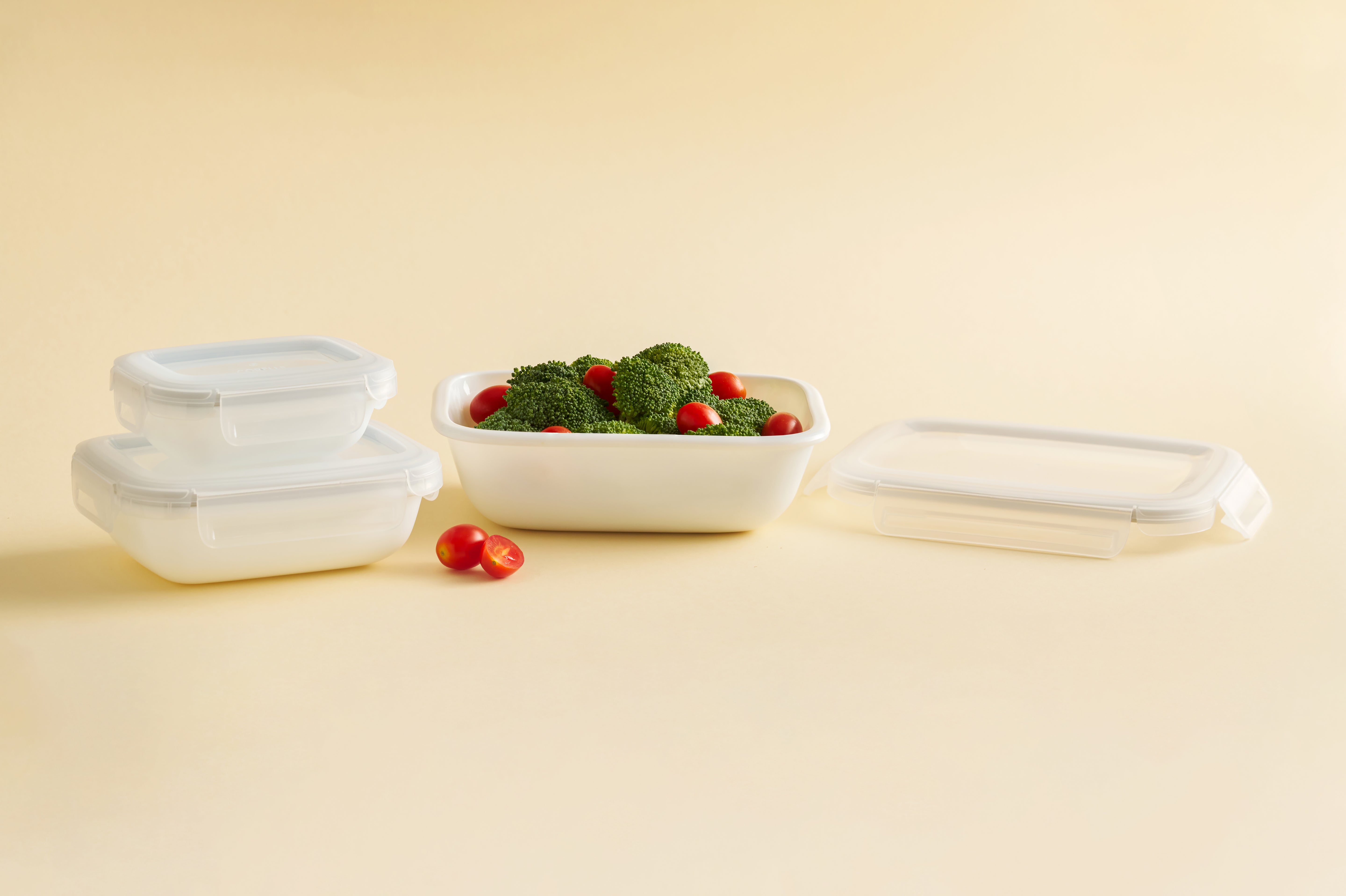 Corelle Coordinates 3pc Milk Glass Storage Set