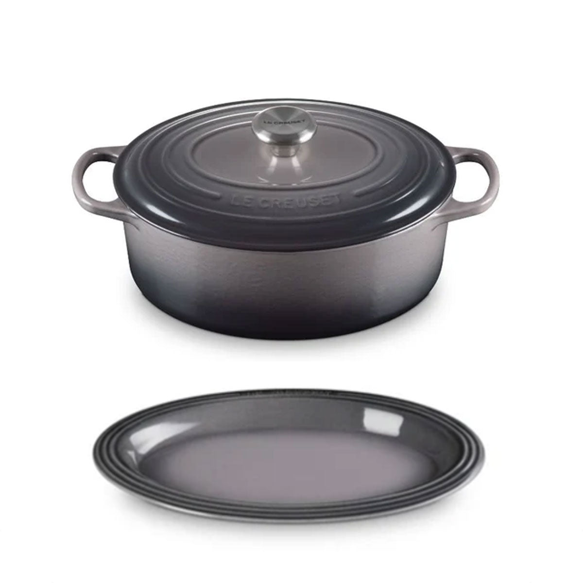 Le Creuset Bundle French Oven + Plate (Flint)