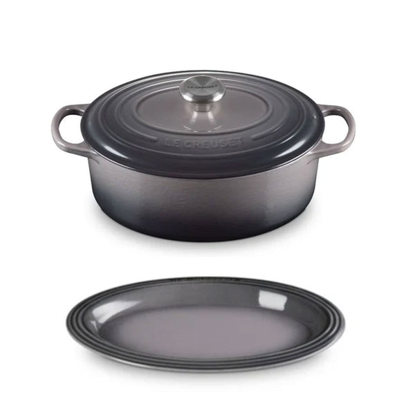 Le Creuset Bundle French Oven + Plate (Flint)