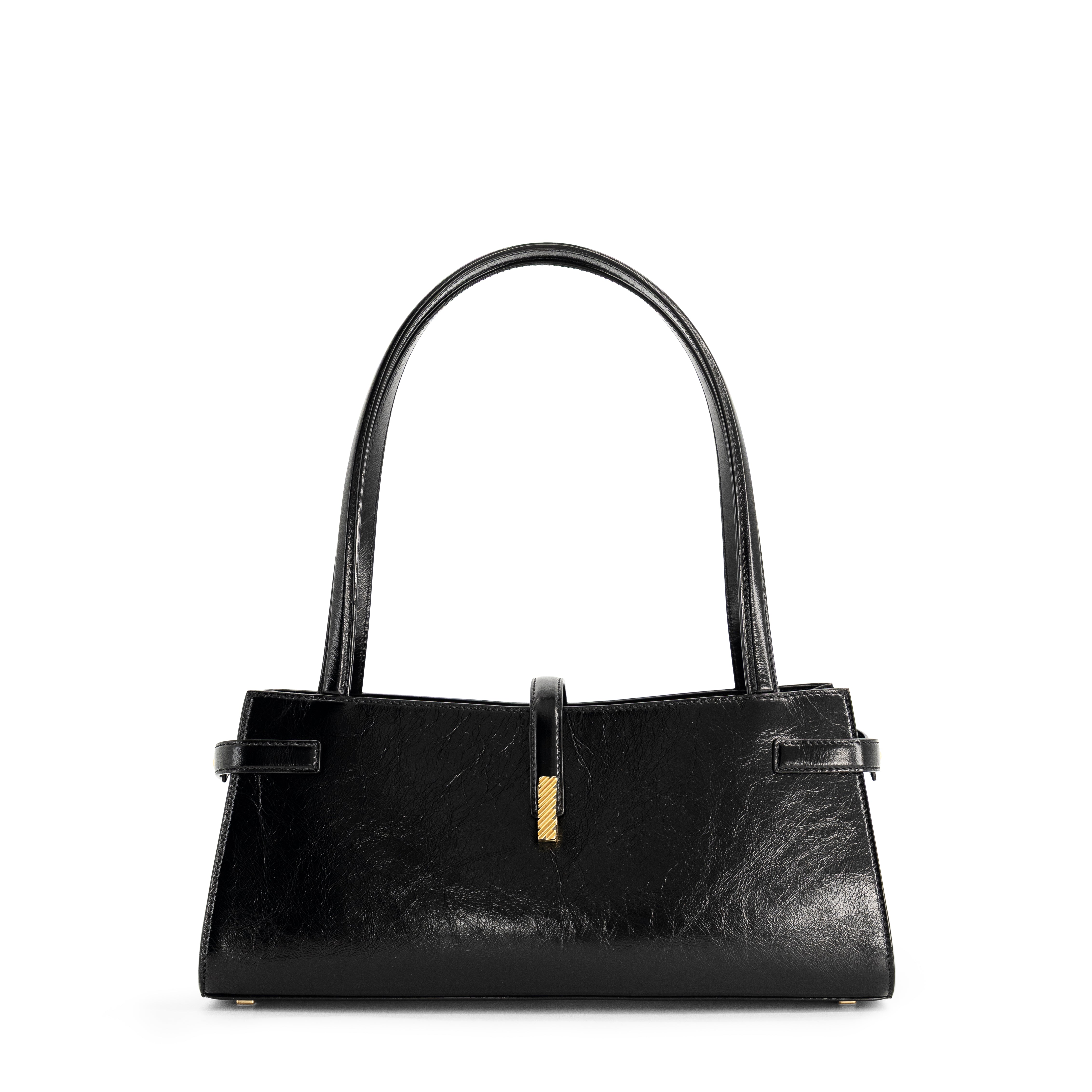Mlouye Isla Wide Tote Leather Crinkled Black