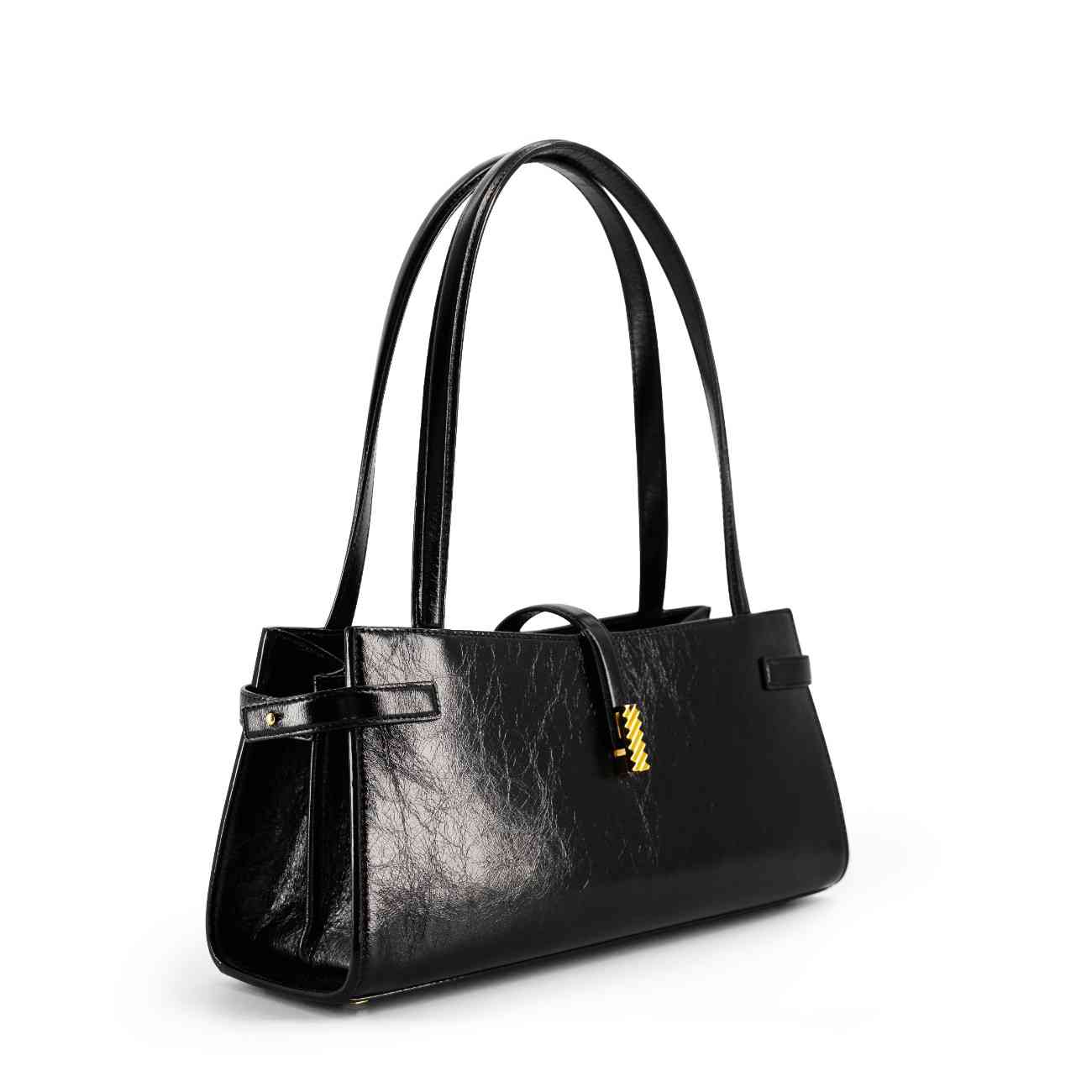 Mlouye Isla Wide Tote Leather Crinkled Black