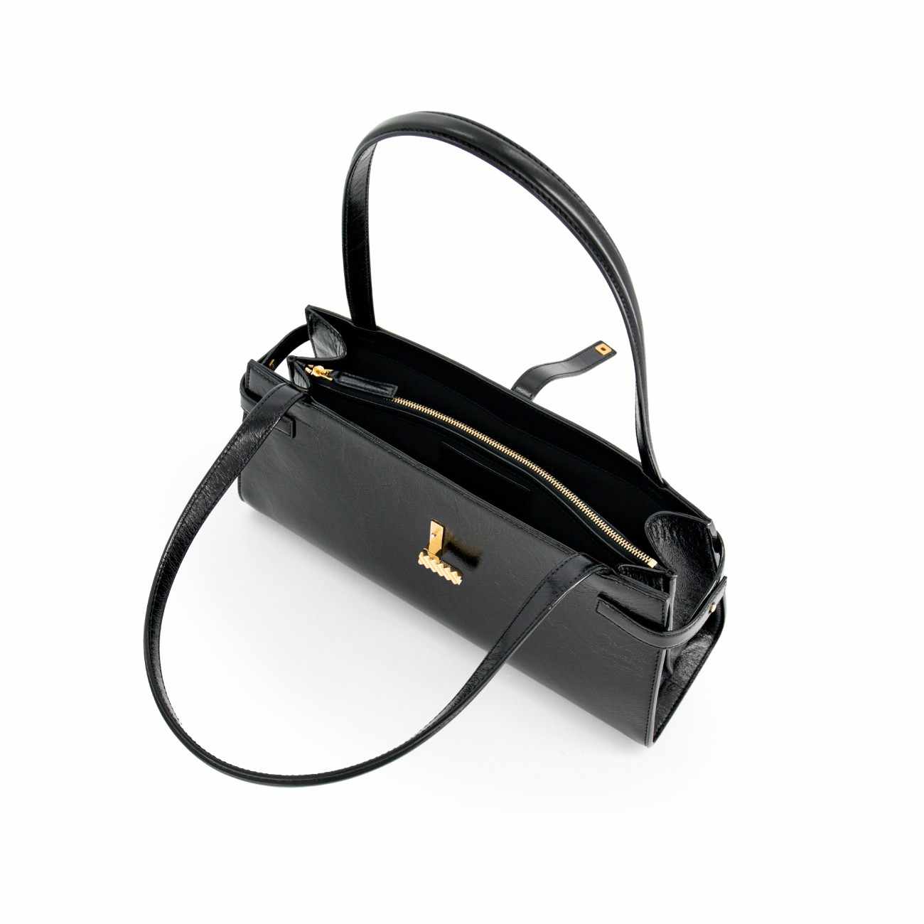 Mlouye Isla Wide Tote Leather Crinkled Black