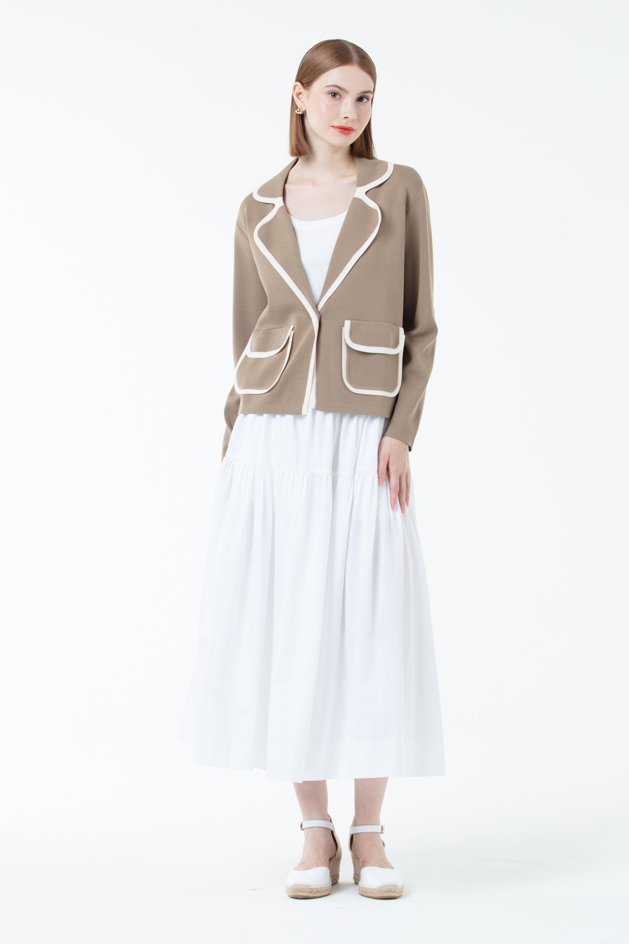 K/Woods Contrast Trim Blazer