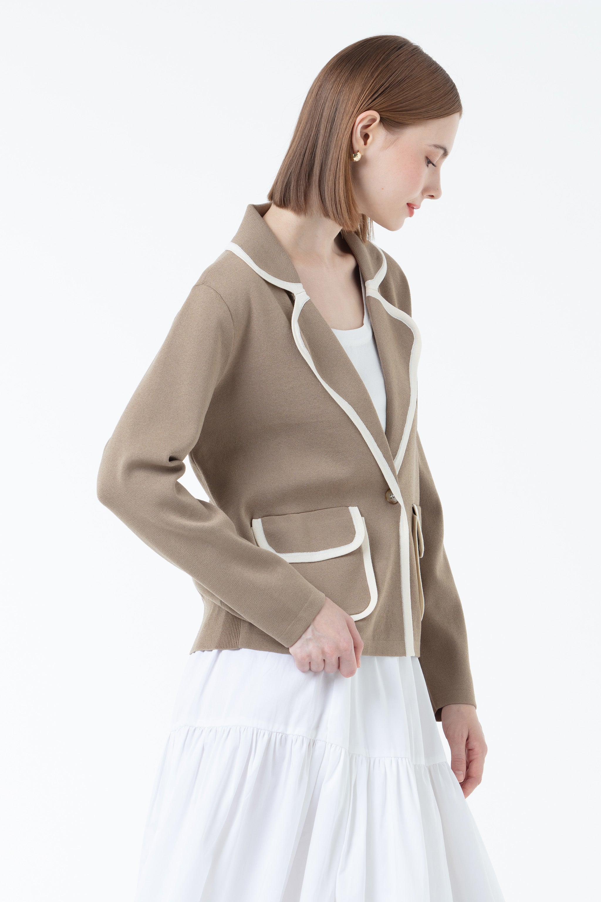 K/Woods Contrast Trim Blazer