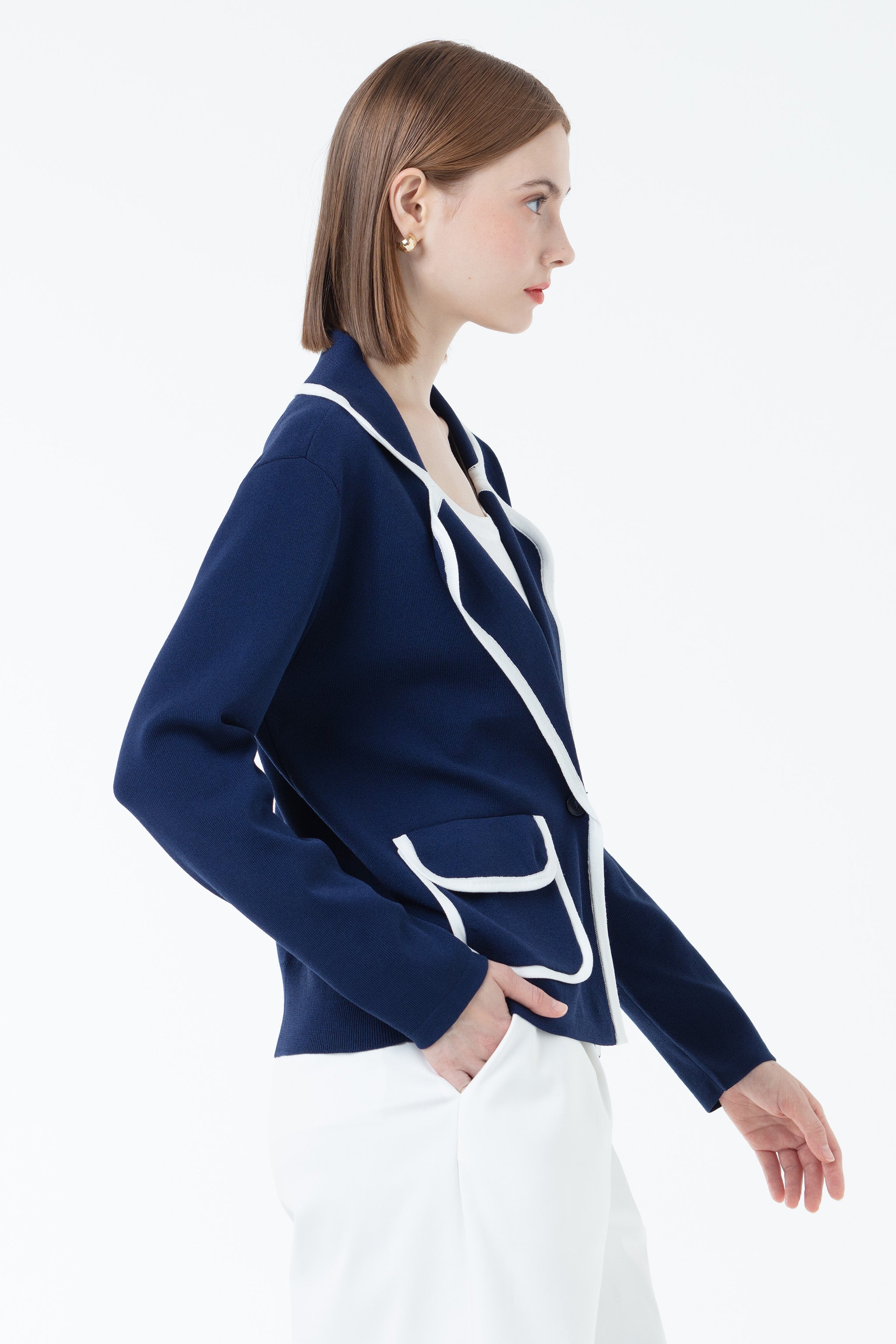 K/Woods Contrast Trim Blazer