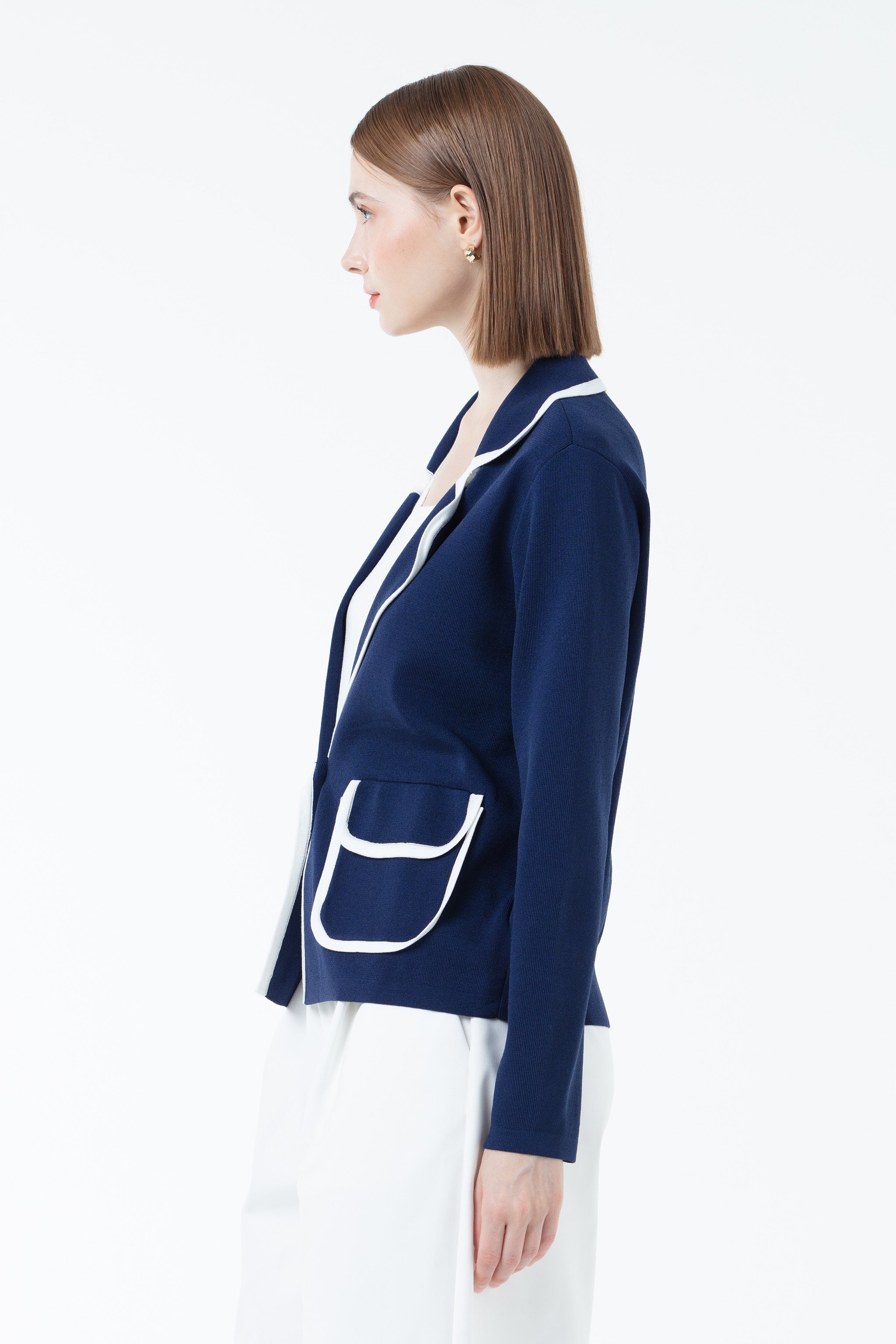 K/Woods Contrast Trim Blazer