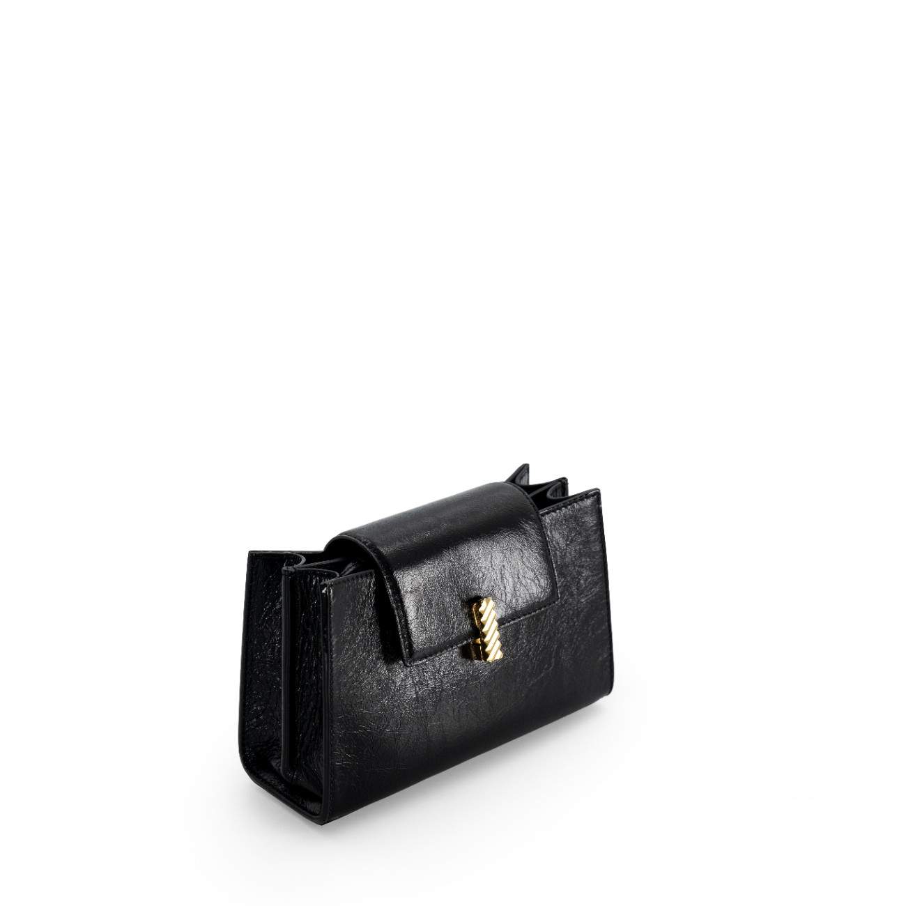 Mlouye Mini Isla Crossbody Leather Crinkled Black