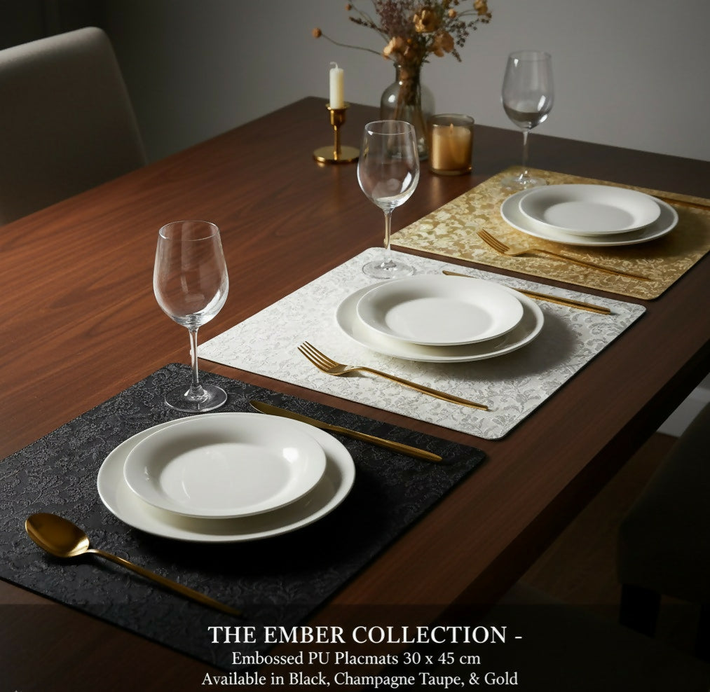 Rapee Ember Embossed PU Placemat – 30 x 45 cm – Black