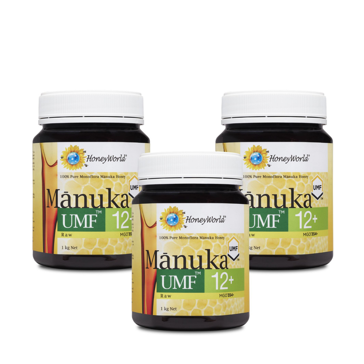 Honeyworld Raw Manuka Honey UMF12+ 1KG (3 Bottles)