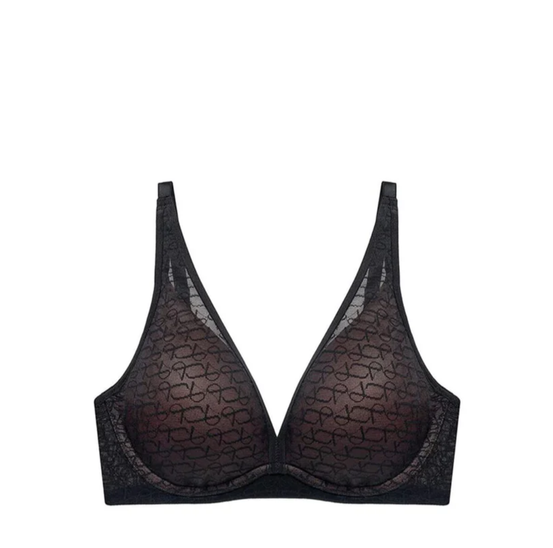 Triumph Signature Sheer Non-Wired Push Up Deep V Bra Black