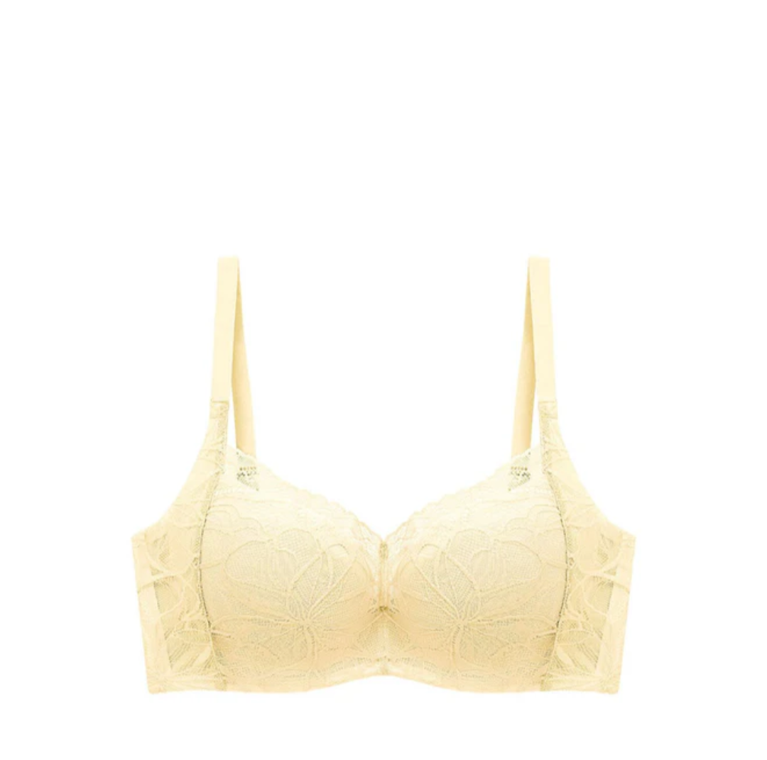 Triumph Body Make Up Illusion Lace Wired Half Cup Padded Bra Honey Yellow