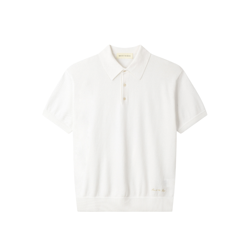 Man On The Boon Texture Relax Fit Polo White