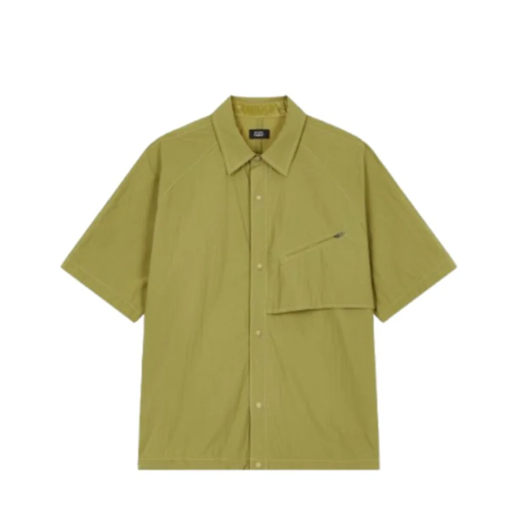 Studio Tomboy Chest Zipper Decoration Raglan Shirt Olive