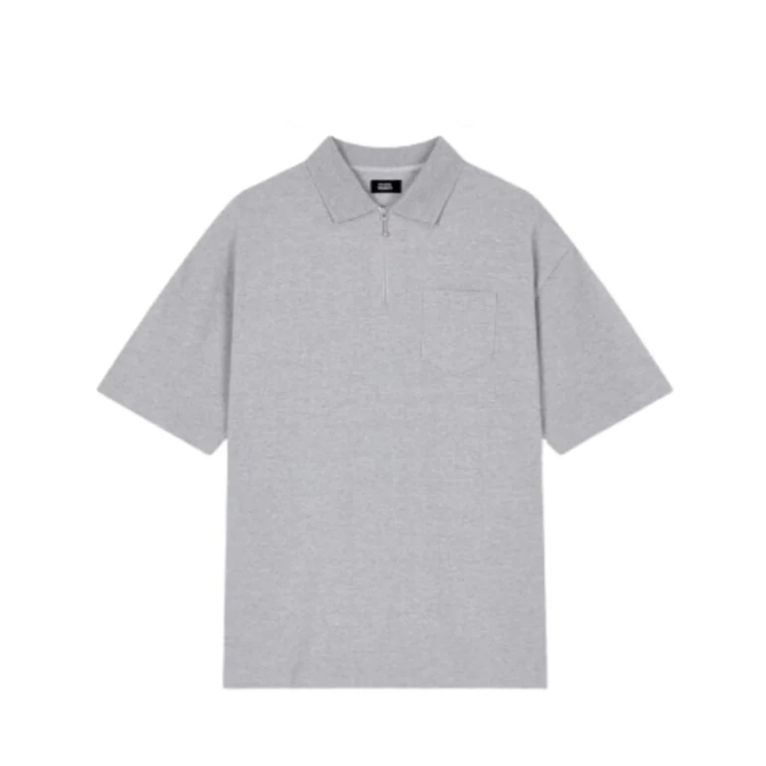 Studio Tomboy Hem String Collar Pk T-Shirt Mellange Grey