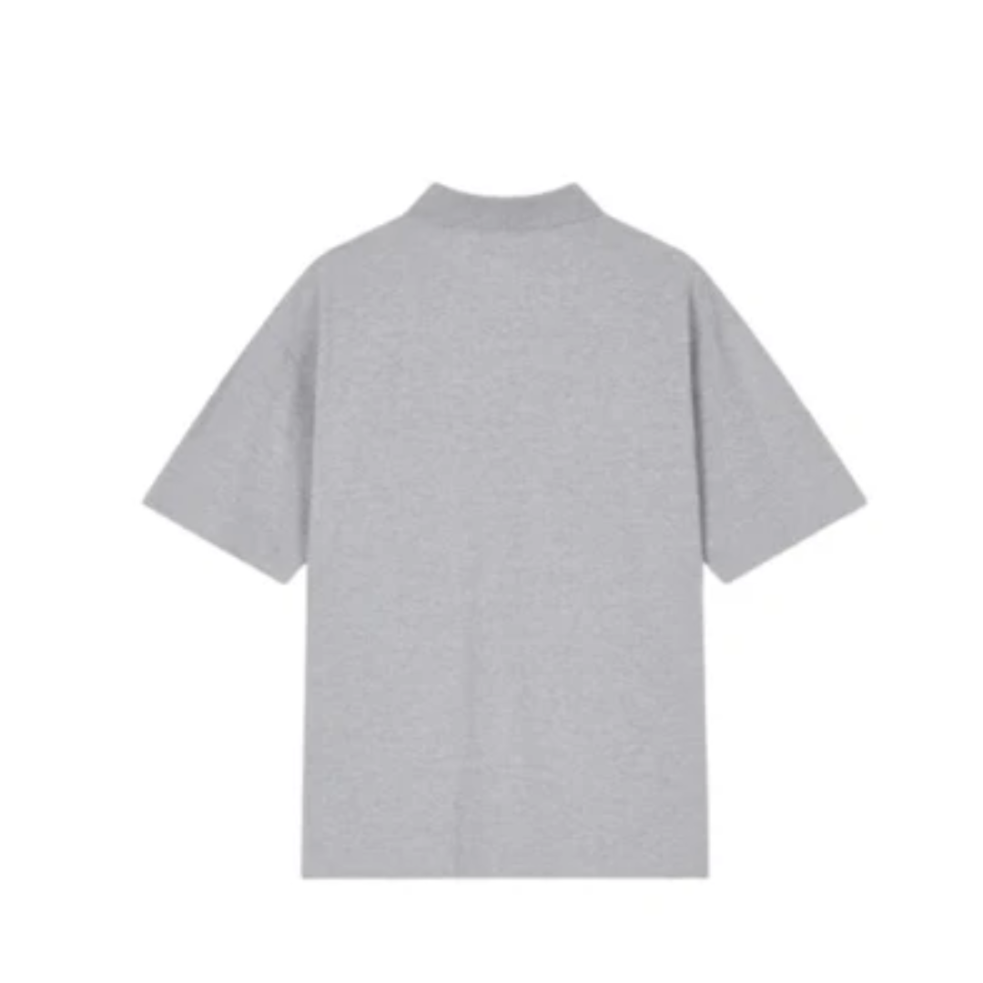 Studio Tomboy Hem String Collar Pk T-Shirt Mellange Grey