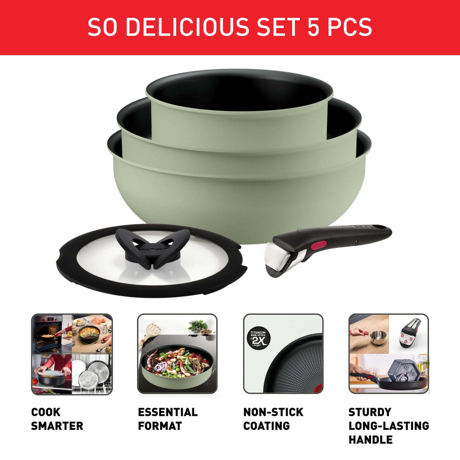 Tefal Ingenio So Delicious 5-PC IH Cookware Set