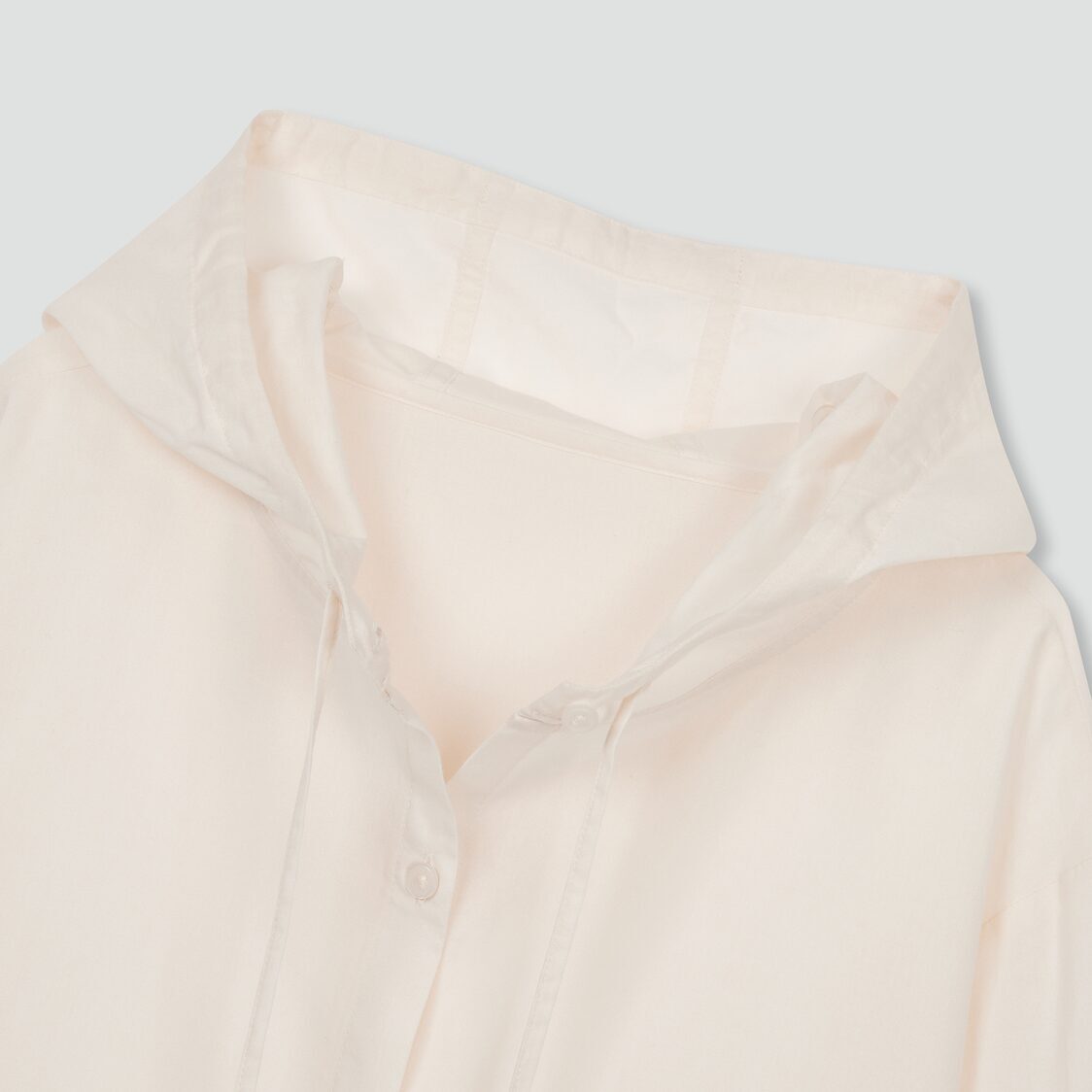 Jaju Women Pure Cotton Hooded Lounge Shirt Ivory