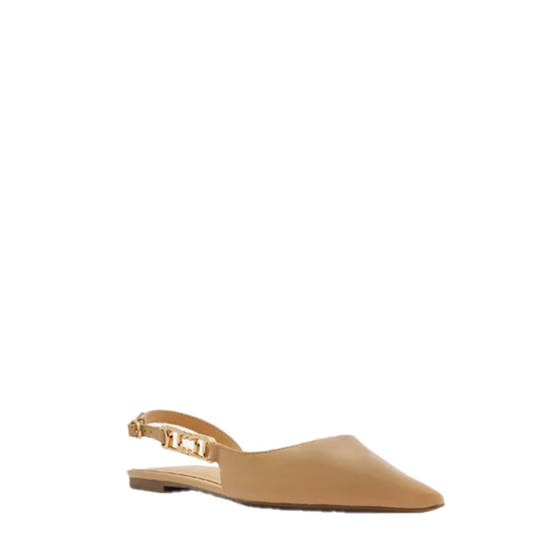 Arezzo Slingback Pointy Toe Leather Flat Nude