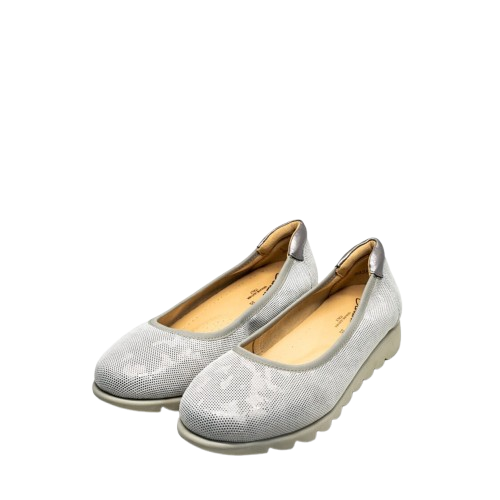 Barani Leather Pumps/Ballet Flats 8938-220 (Textured Leather) - Gunmetal