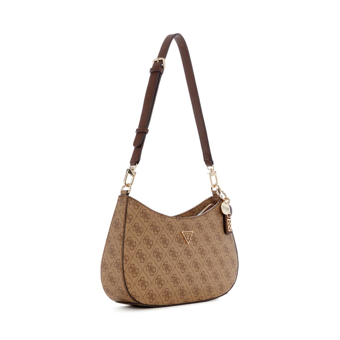 Guess Noelle II Top Zip Shoulder Bag - Latte Logo/Brown