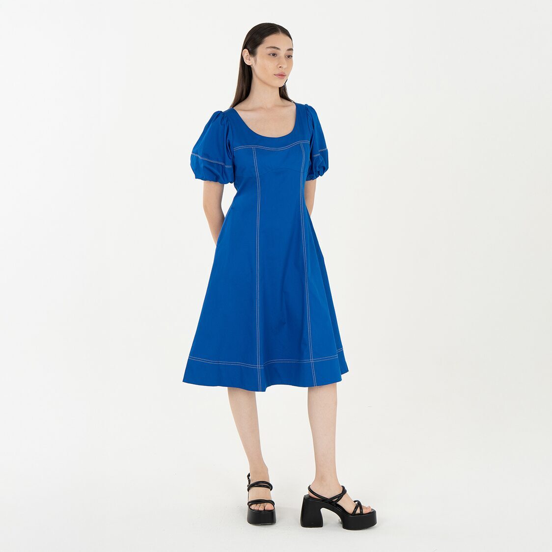 K/Woods Stain Repellent Seam Theory Dress In Blue