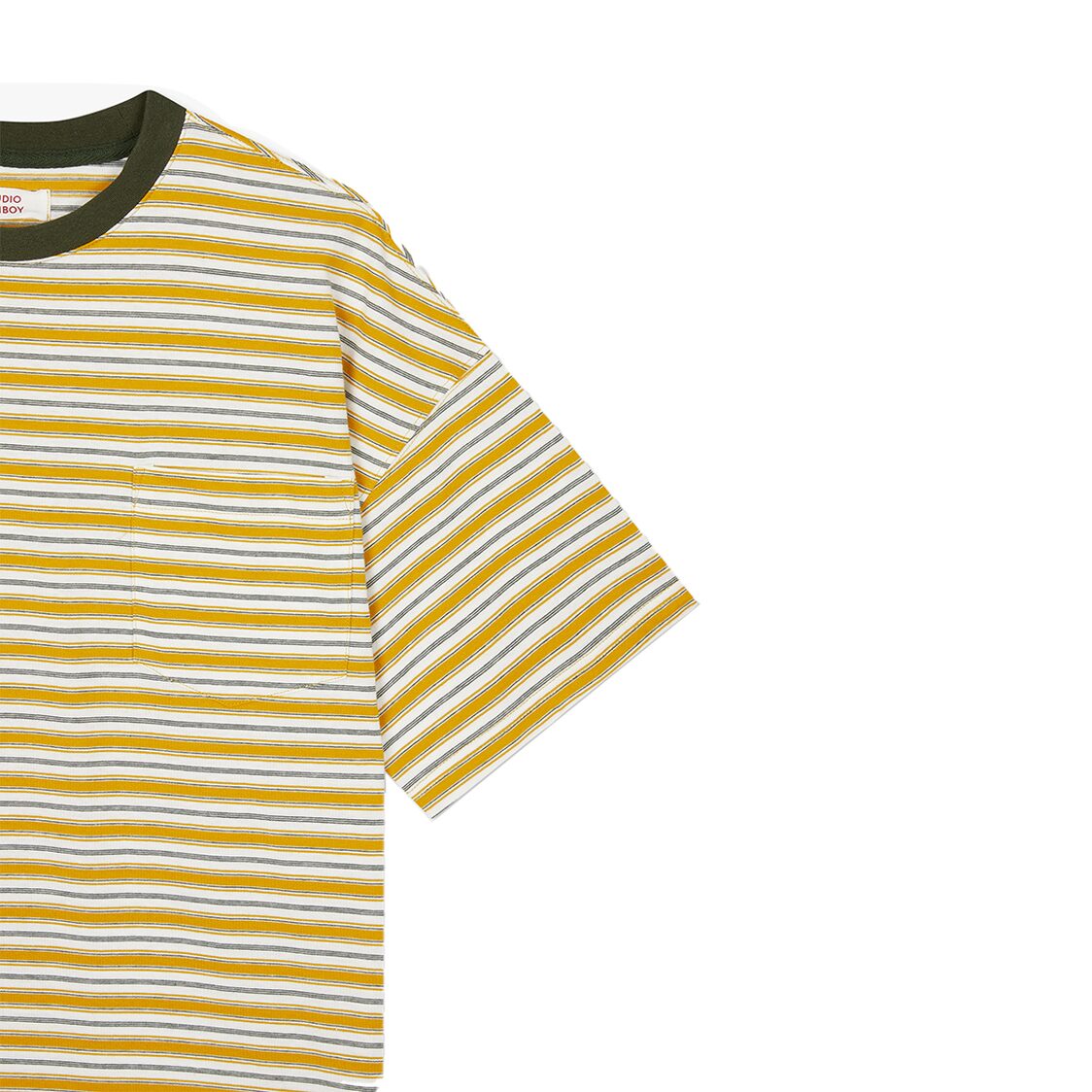 Studio Tomboy Stripe Pocket Short Sleeve T-Shirt Mustard