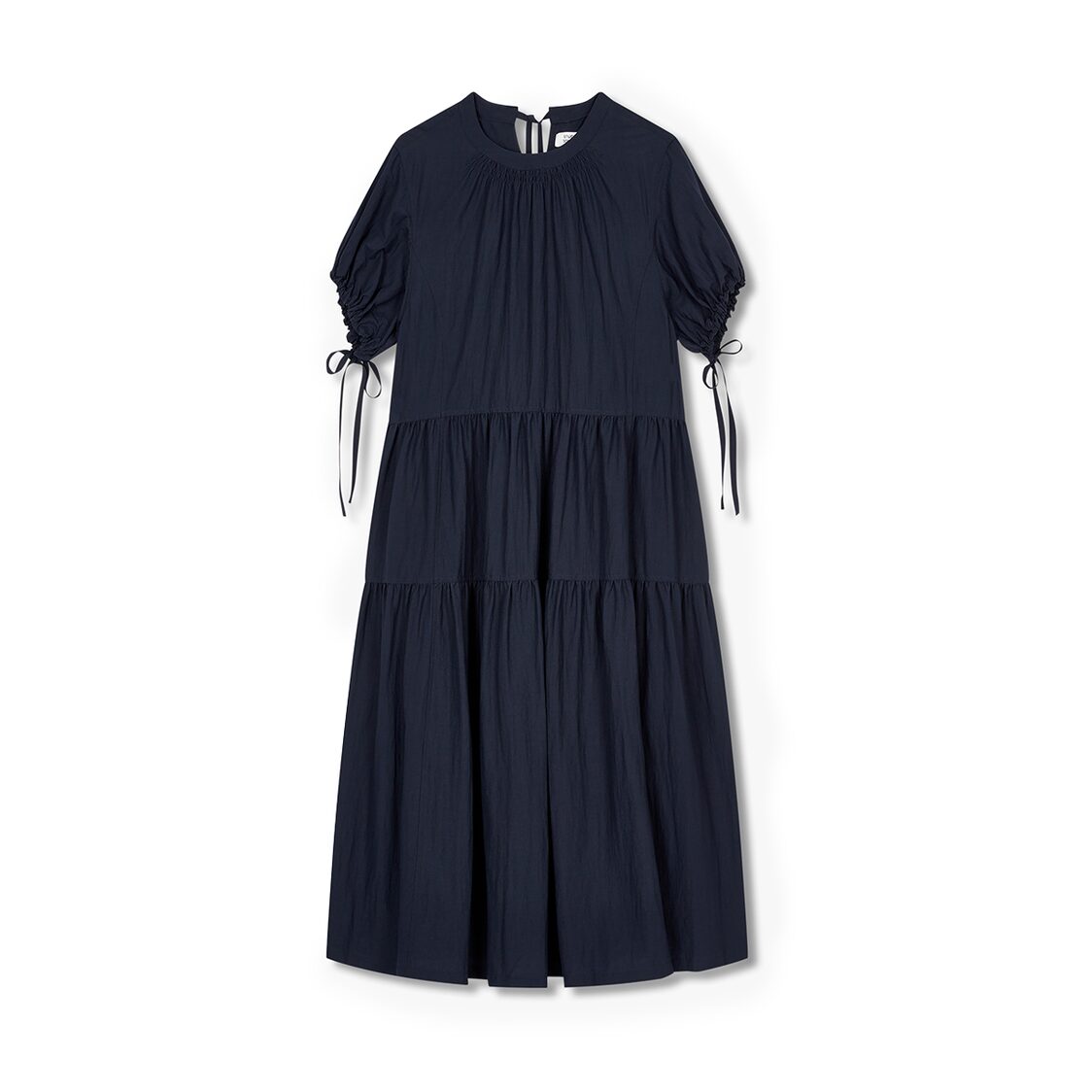 Studio Tomboy Shirring Volume Ribbon Dress Navy