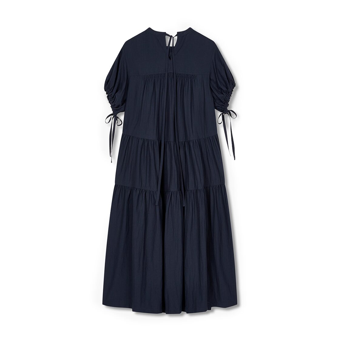 Studio Tomboy Shirring Volume Ribbon Dress Navy
