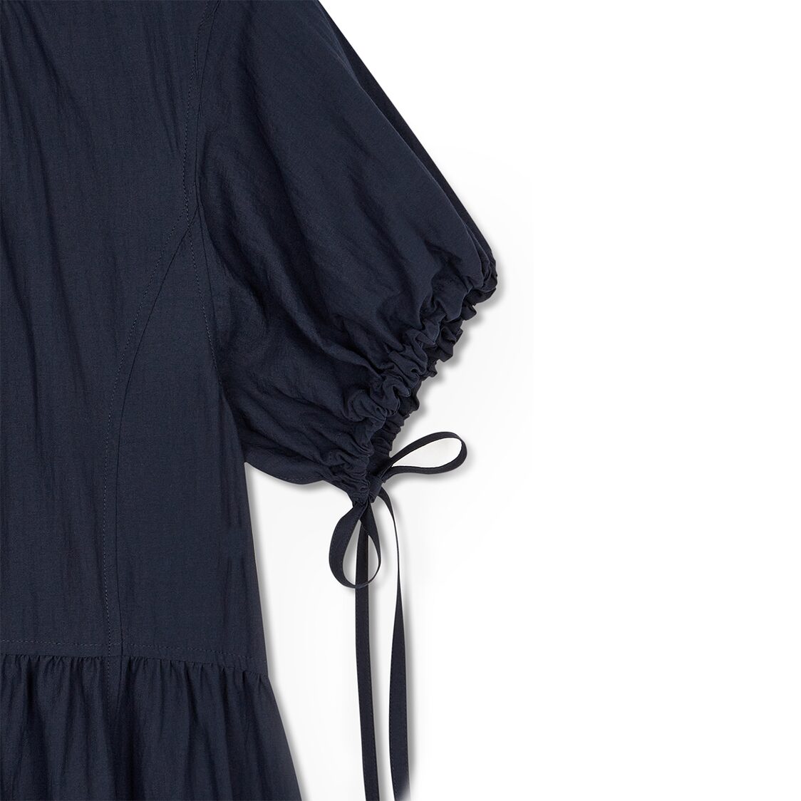 Studio Tomboy Shirring Volume Ribbon Dress Navy