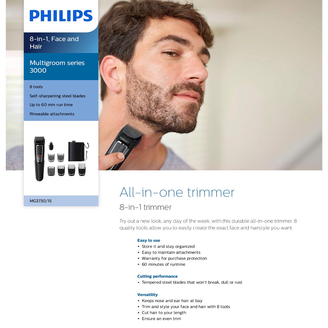 Philips Series 3000 Multigrroom - 8 in 1 (MG3730/15)