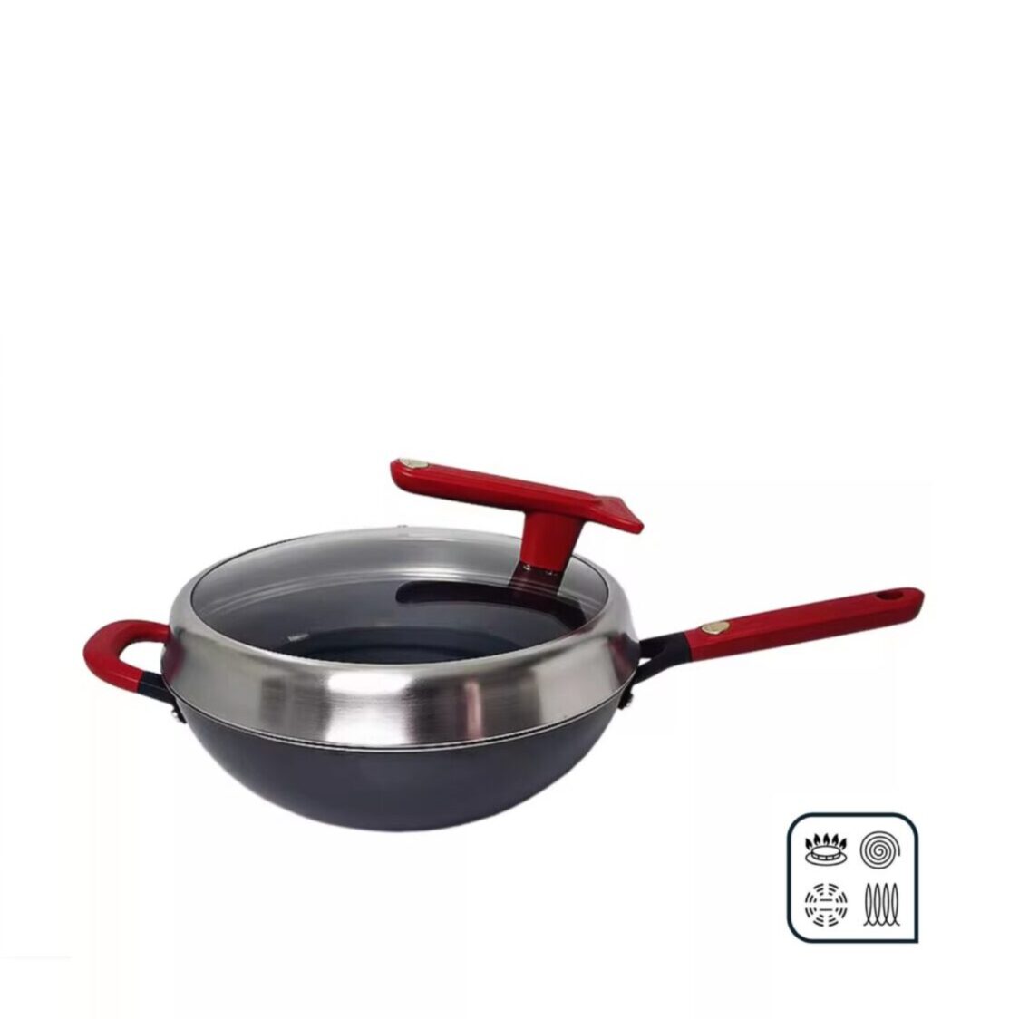 ASD Ti-Fusion 32cm Nitrided Iron Skillet Wok (CF32T2Q)