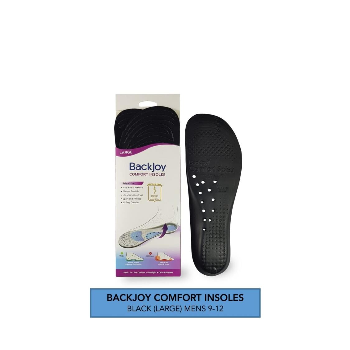 BackJoy Comfort Soles Men 9-12 (Black) FOCMF011