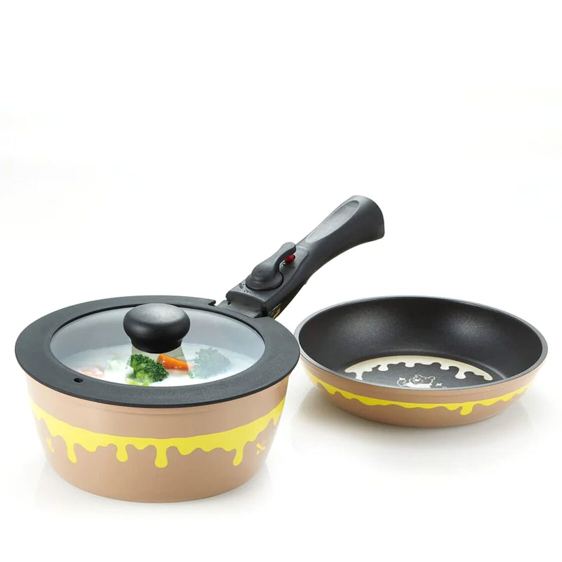 SKATER Winnie The Pooh IH 20cm Pot & 20cm Fry pan with Detachable Handle/ Non-stick/ Diamond coating - Genuine Disney Product