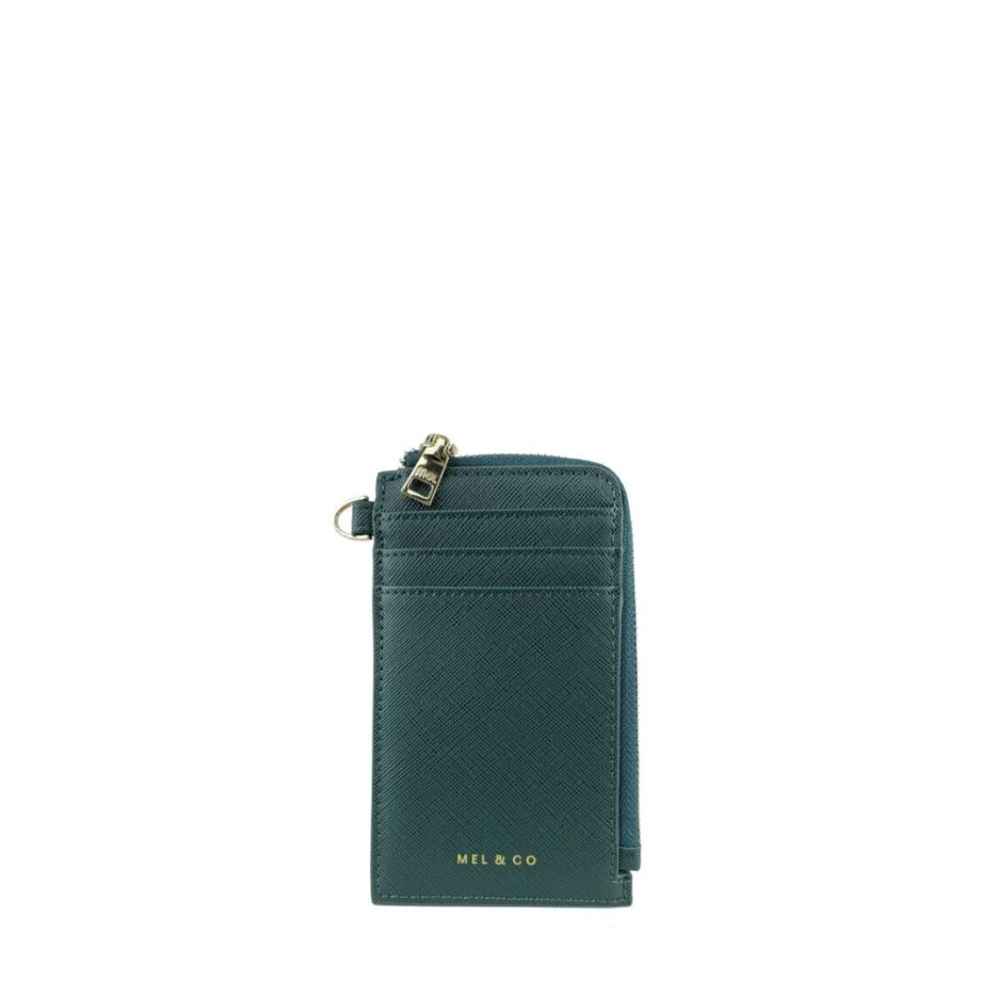 Mel&Co Saffiano-Effect L-Zip Lanyard Card Holder