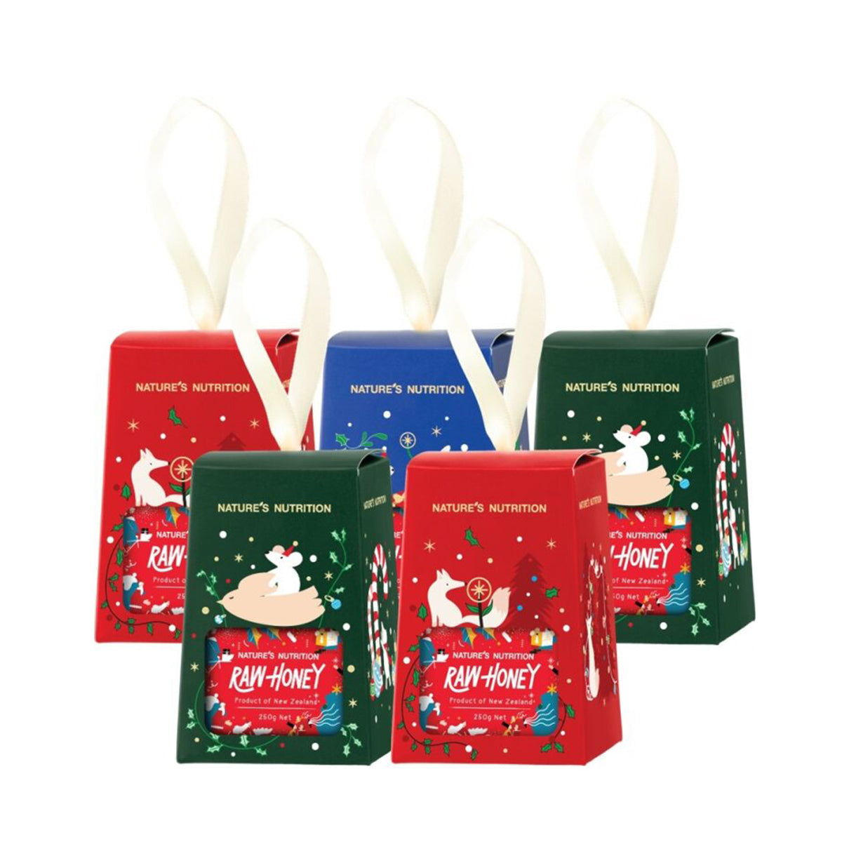 Nature’s Nutrition Raw Honey 250g with Christmas Box (5 Boxes)