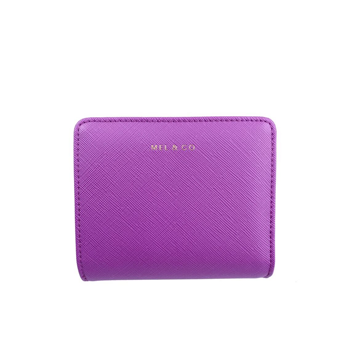 Mel&Co Saffiano-Effect Snap Wallet With Zip-Around Compartment