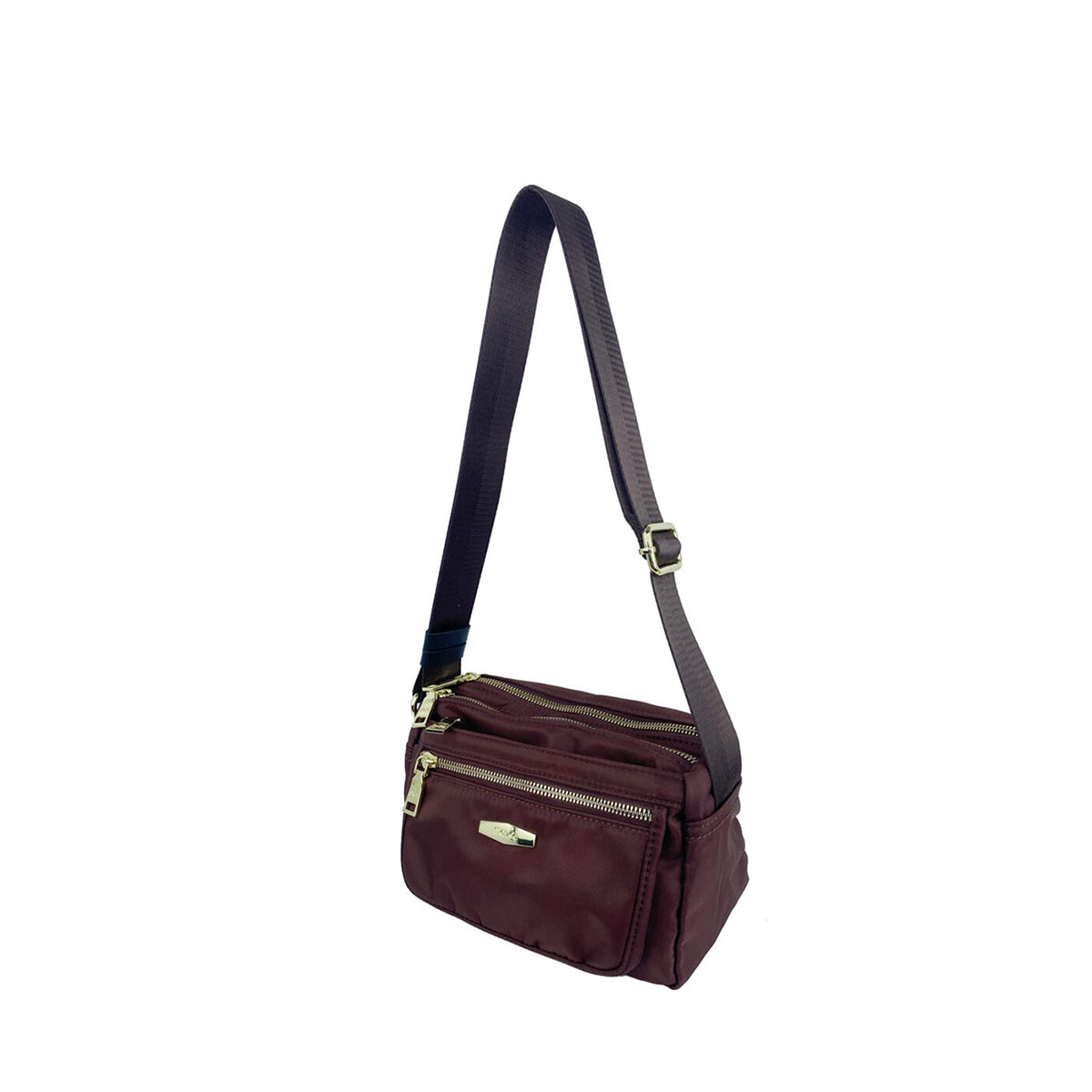 Mel&Co Nylon Double-Zip Sling Bag