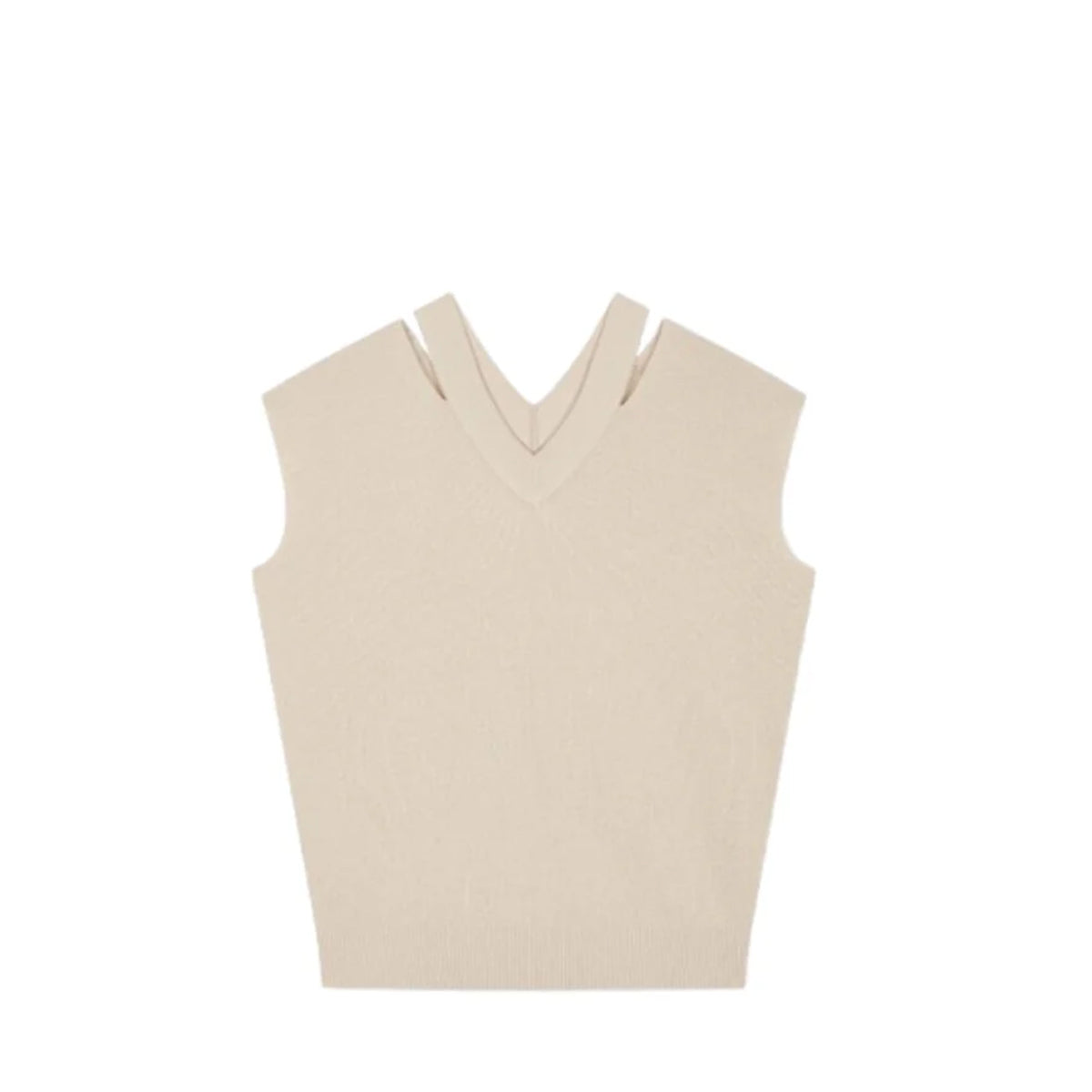 Voice Of Voices V Neck Sleeveless Knit Top Beige
