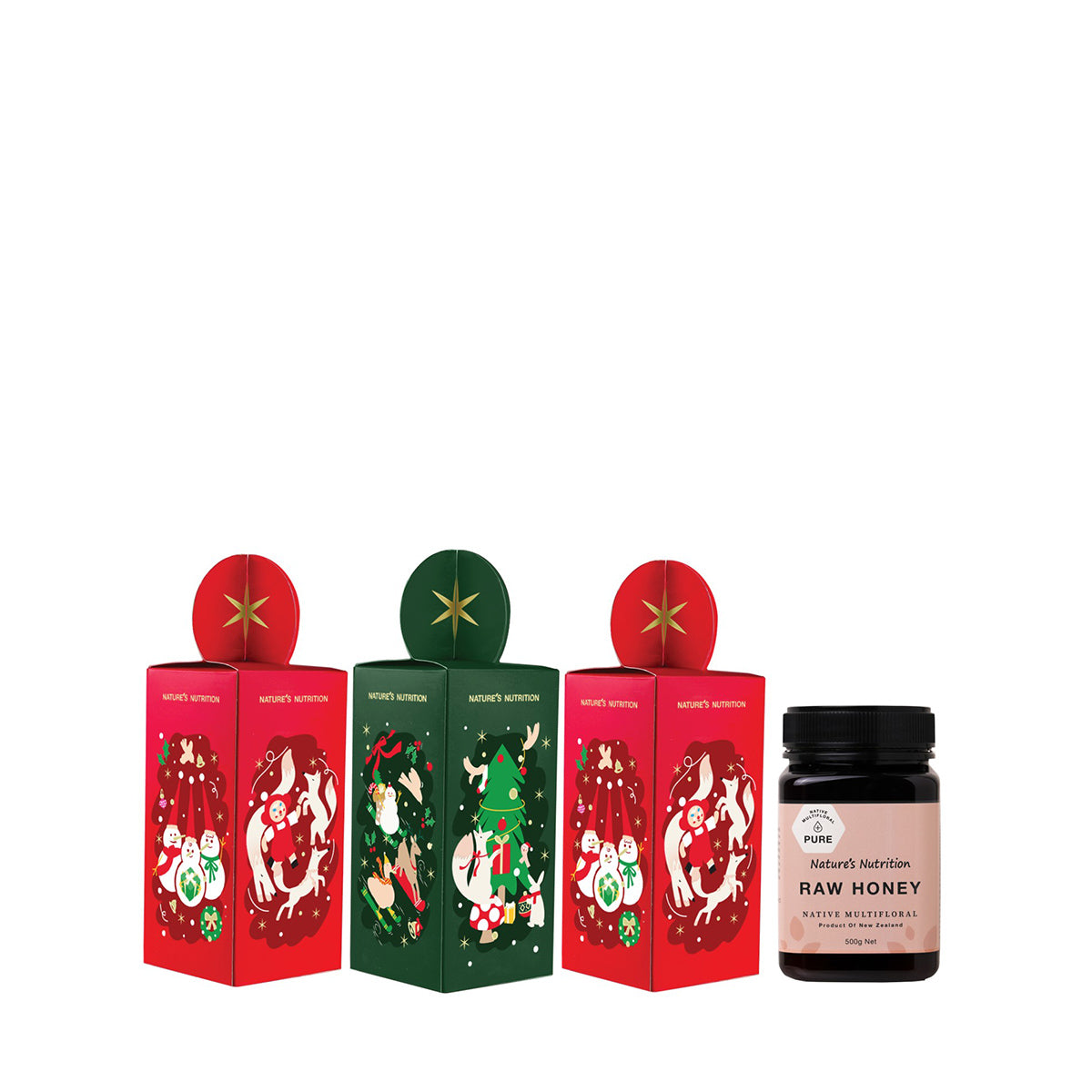 Nature’s Nutrition Raw Honey 500g with Christmas Box (3 Bottles)