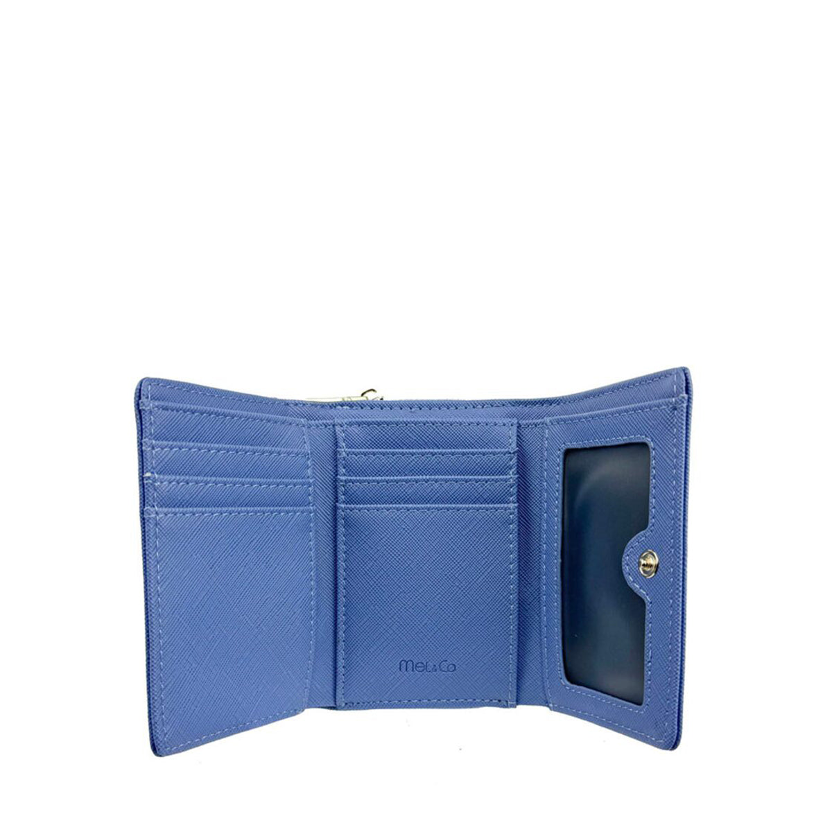 Mel&Co Saffiano-Effect Compact Tri-Fold Wallet