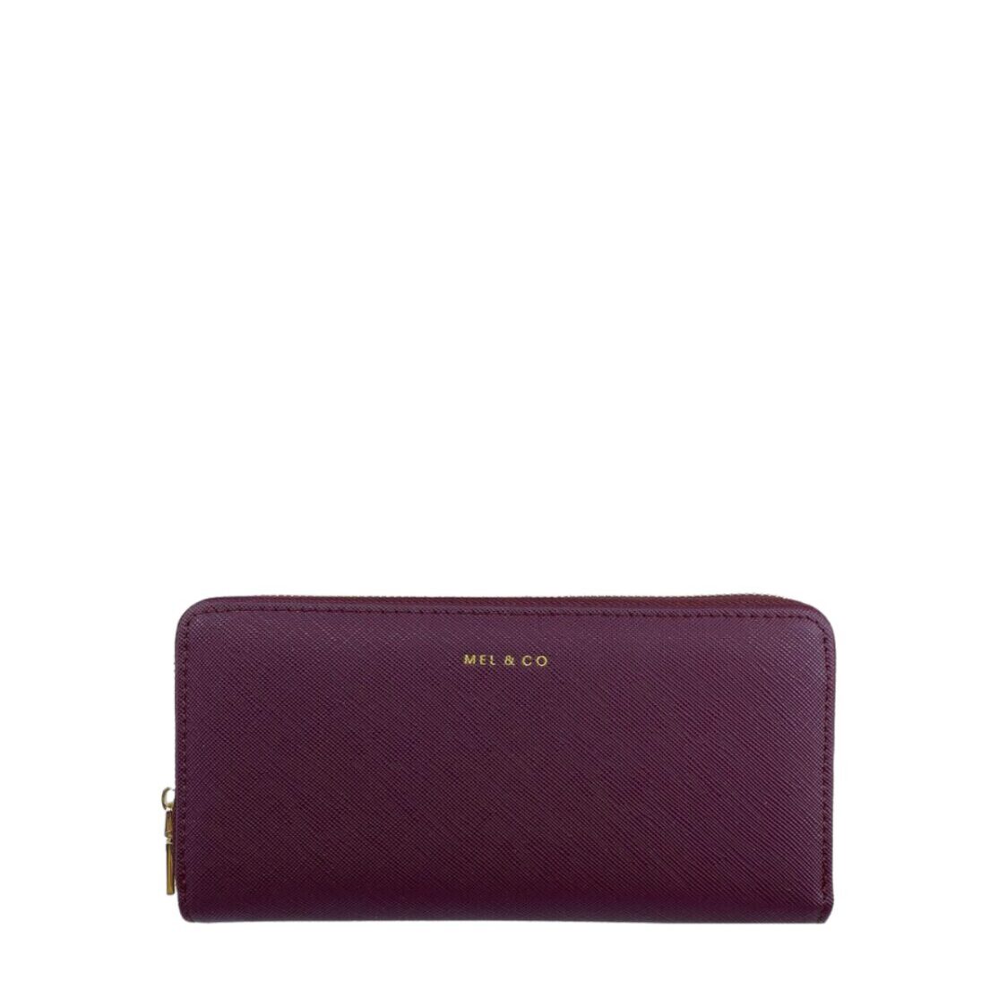 Mel&Co Saffiano Leatherette Zip-Around Long Wallet