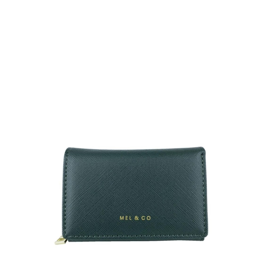 Mel&Co Saffiano-Effect Compact Tri-Fold Wallet