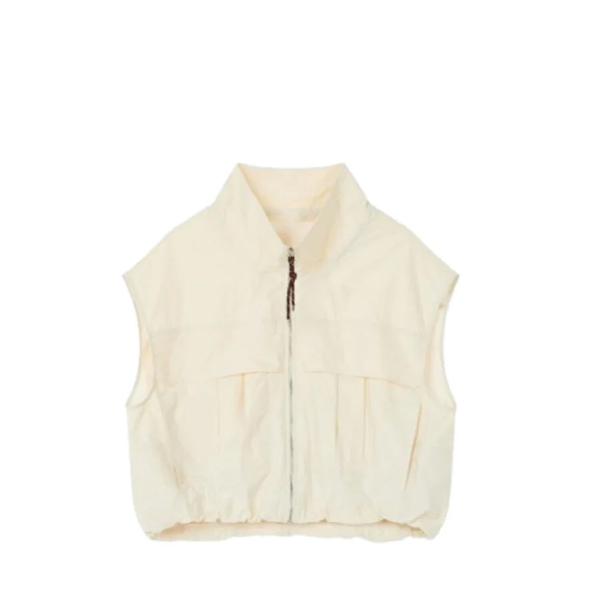 Voice Of Voices String Detailed High Neck Vest Cream