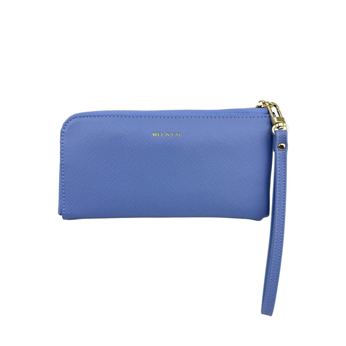 Mel&Co Saffiano-Effect L-Zip Wristlet Pouch Blue