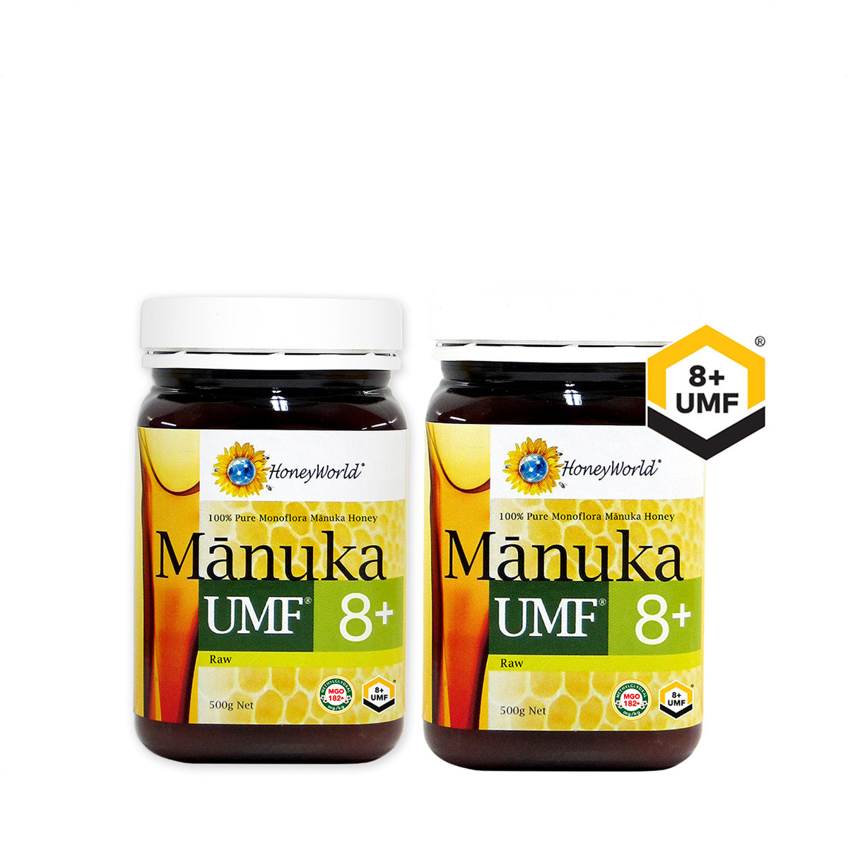 HoneyWorld®Raw Manuka UMF™ 8+ 500g x 2 Bottles